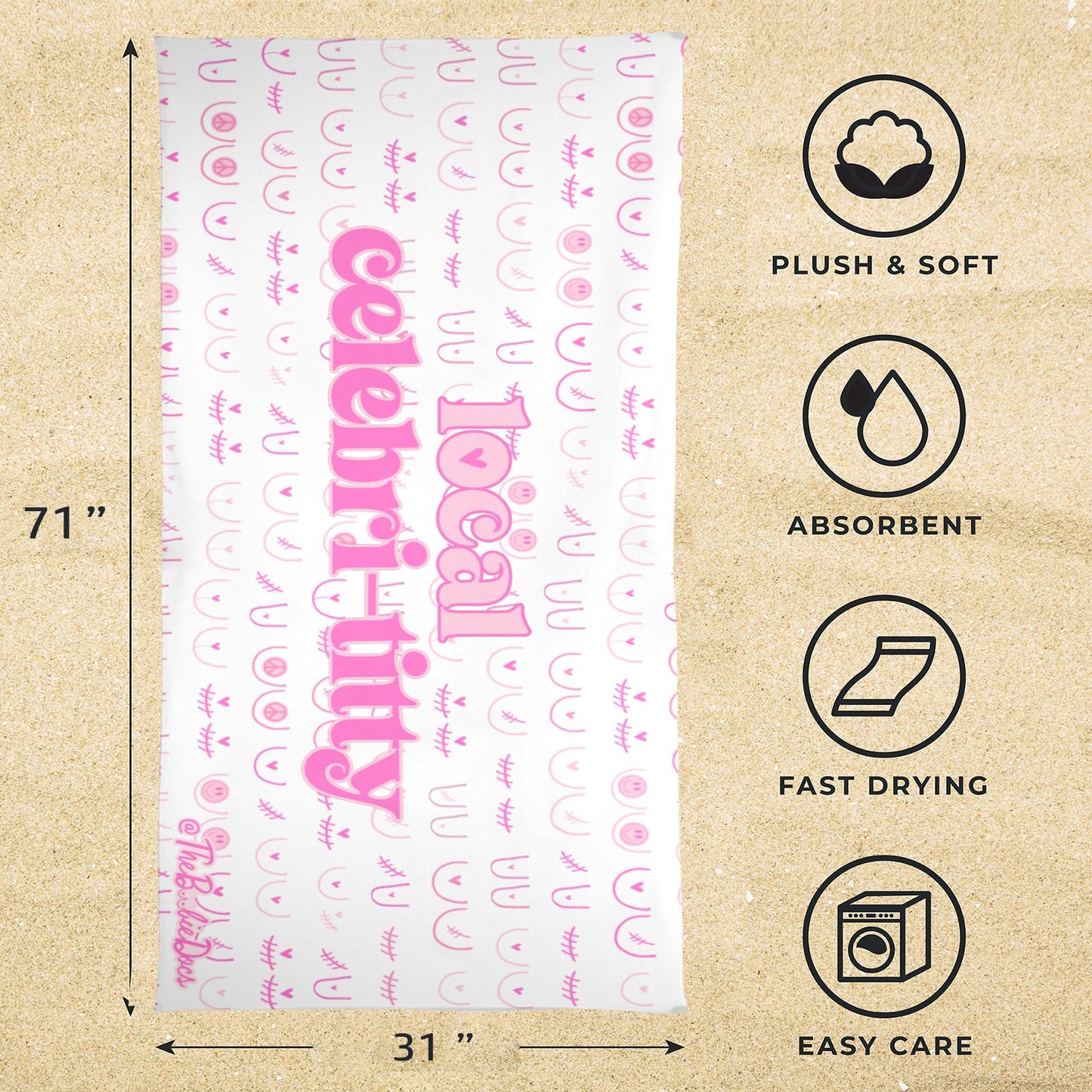 local celebri-titty beach towel
